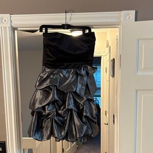 Dress Barn Black and Silver Ruffle Dress